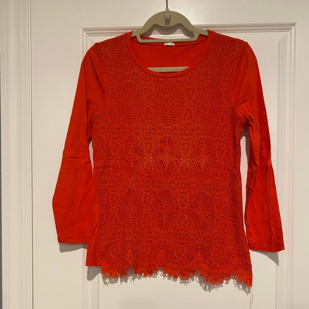 J Crew Orange Lace Women's Top
